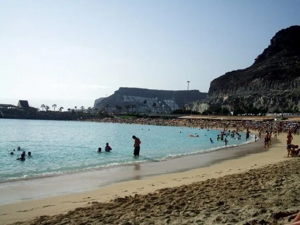The sheltered man-made cove of Playa de Amadores near Puerto Rico, Gran Canaria