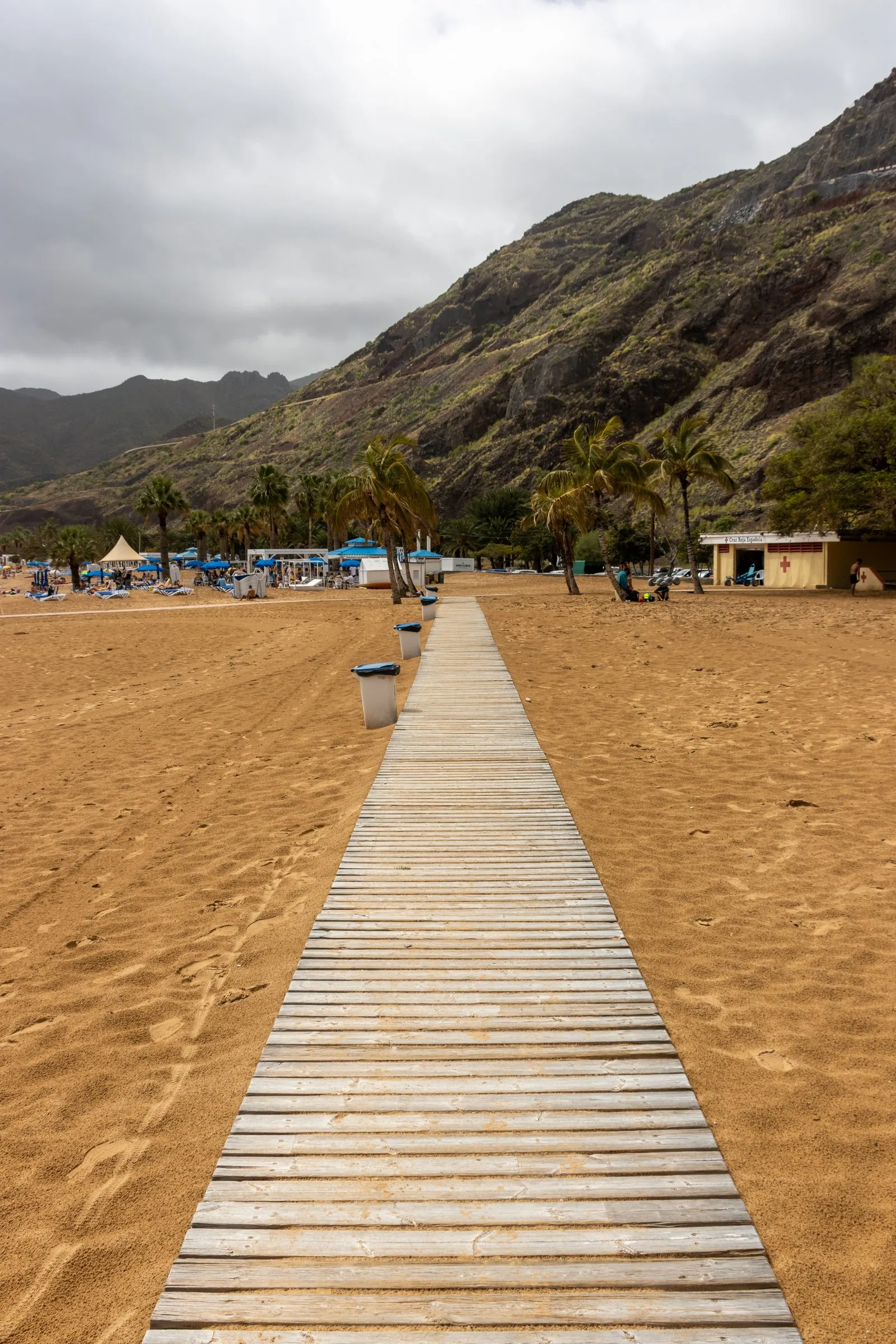 The golden imported sand of Playa de Las Teresitas at San Andres, Tenerife