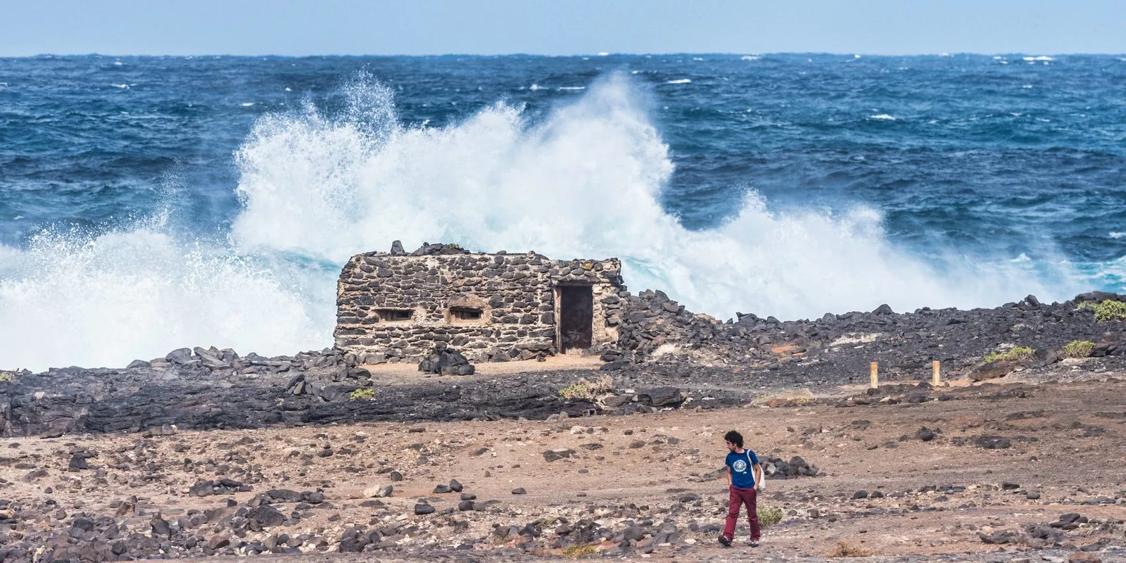 Wide coastal view of the El Confital bay at the tip of La Isleta, Gran Canaria