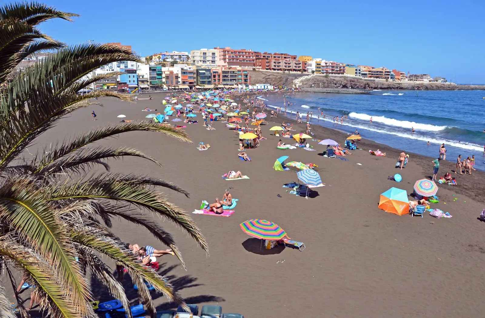 Seafront and beach at Playa de Melenara, Telde, Gran Canaria