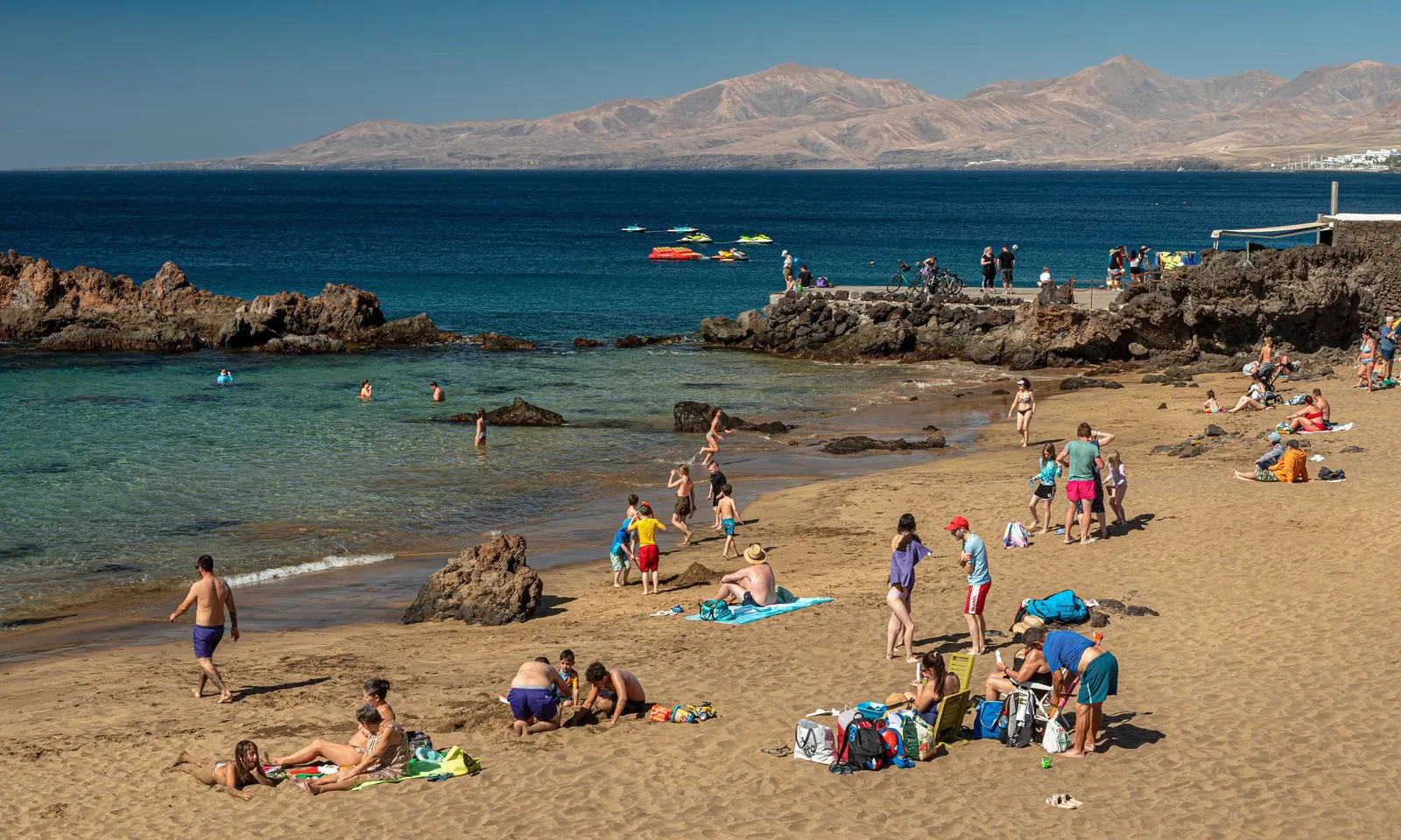 Clear water and rocks at Playa Chica, Puerto del Carmen, Lanzarote