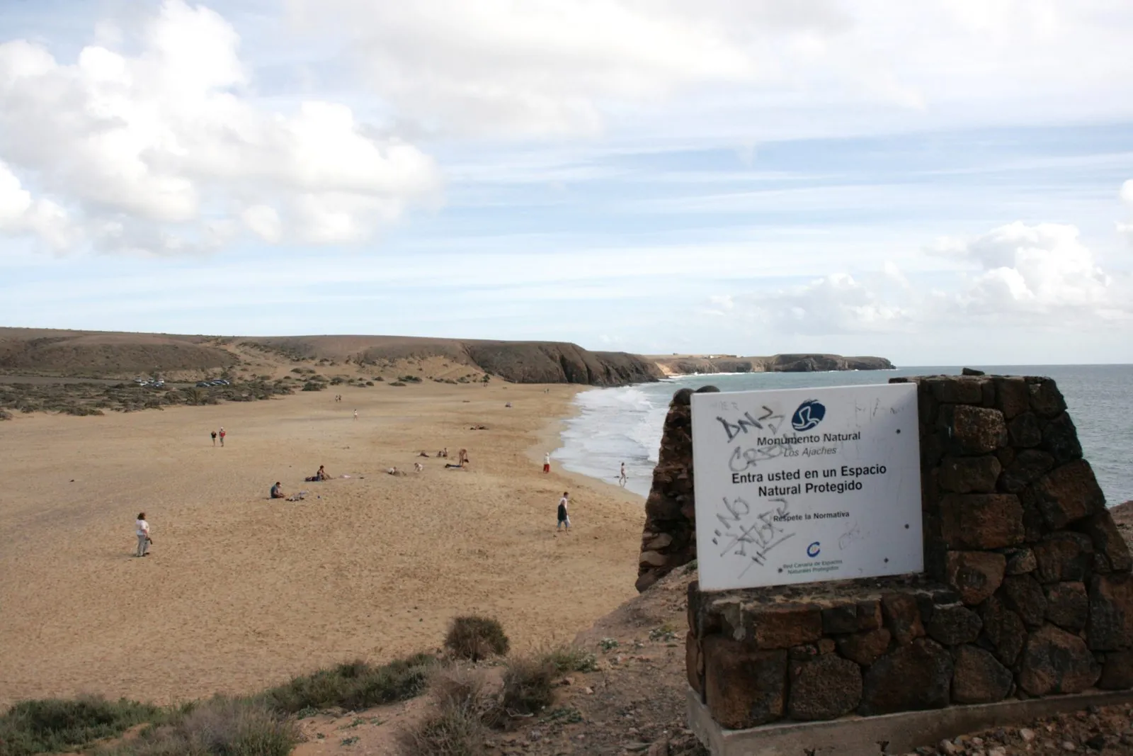 Golden sand and clear water at Playa de las Mujeres in the Papagayo coves, Lanzarote