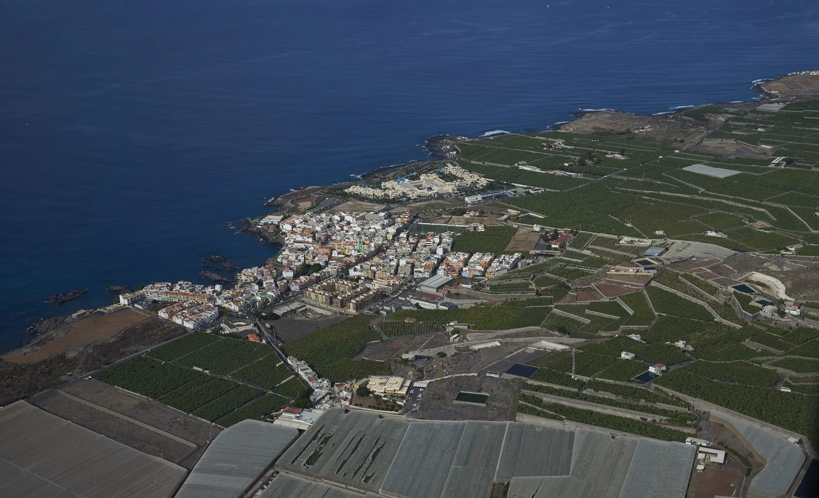 Aerial view of Alcala and its coastline on south-west Tenerife