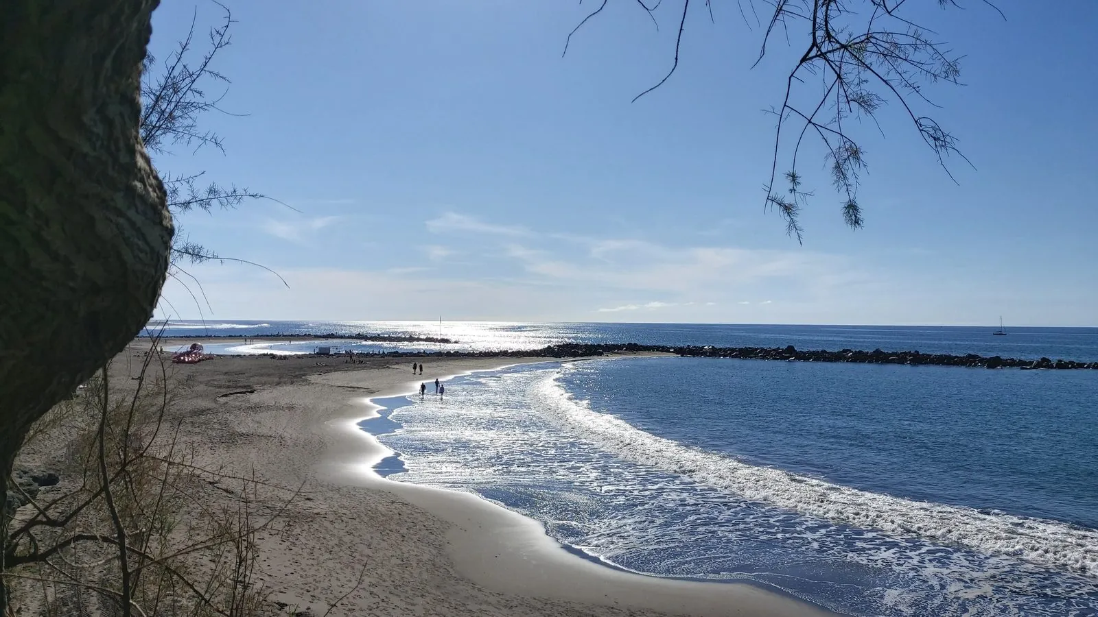 The busy golden beach of Playa de Troya in Costa Adeje, southern Tenerife
