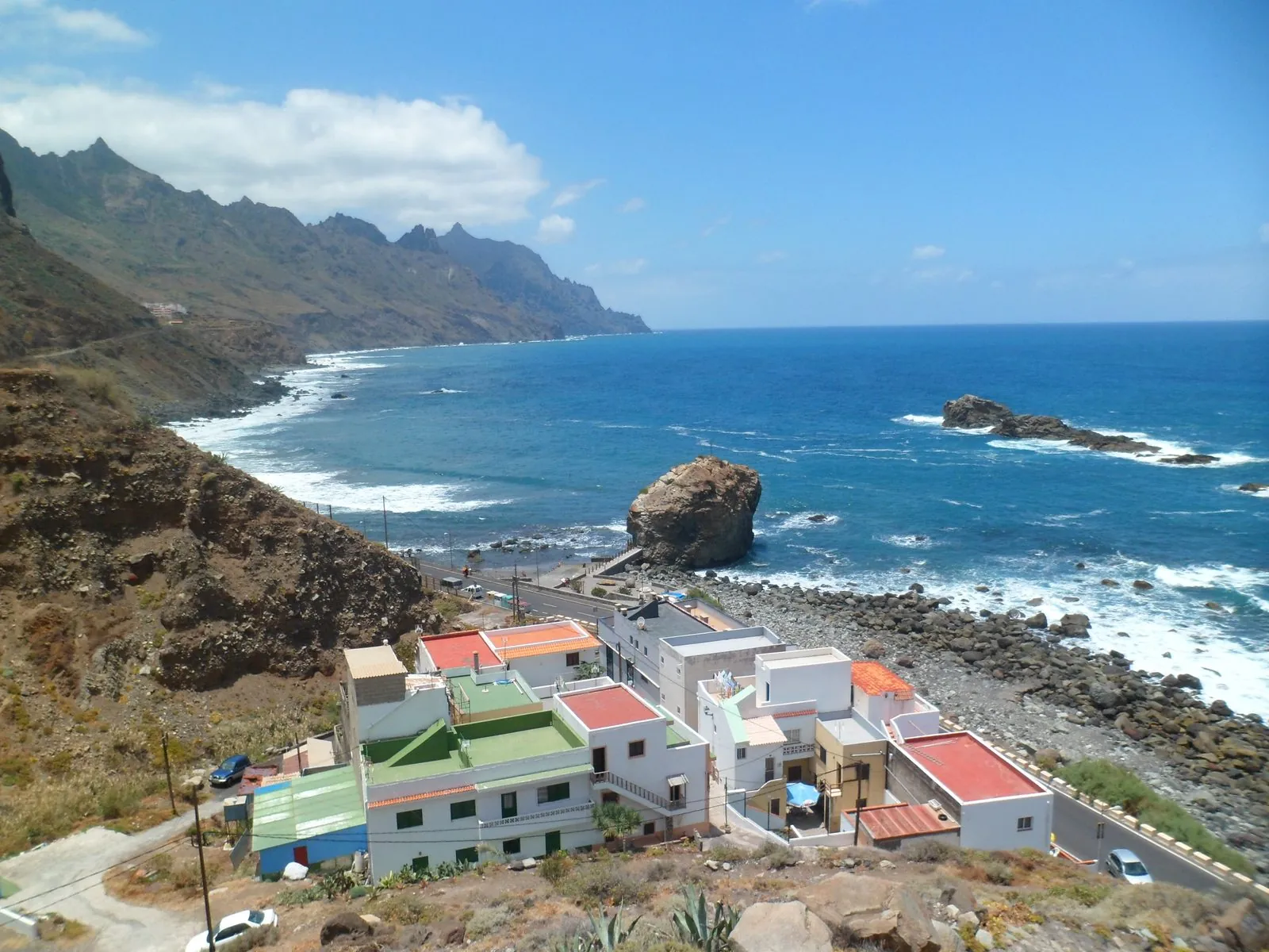 Black-sand beach and rock at Roque de las Bodegas, Taganana, Tenerife
