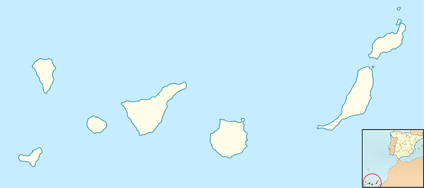 Location map showing the Canary Islands relative to Spain and Africa
