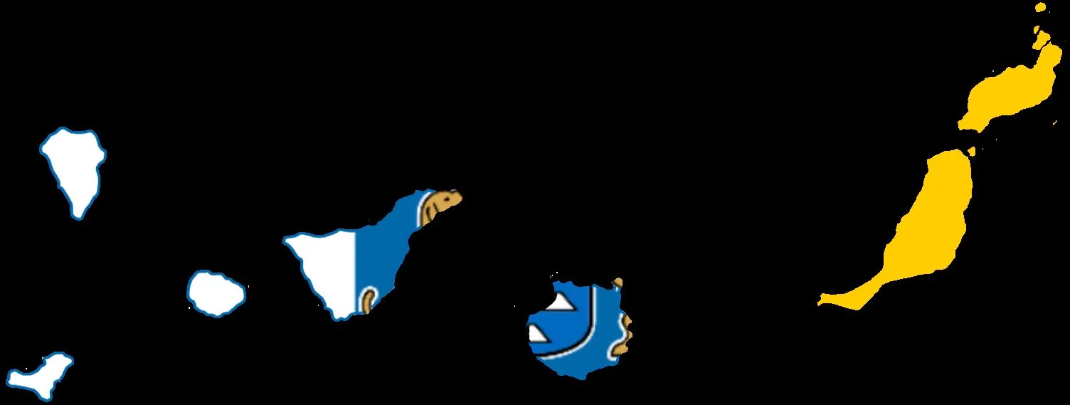 Flag Map of Canary Islands with Coat of Arms
