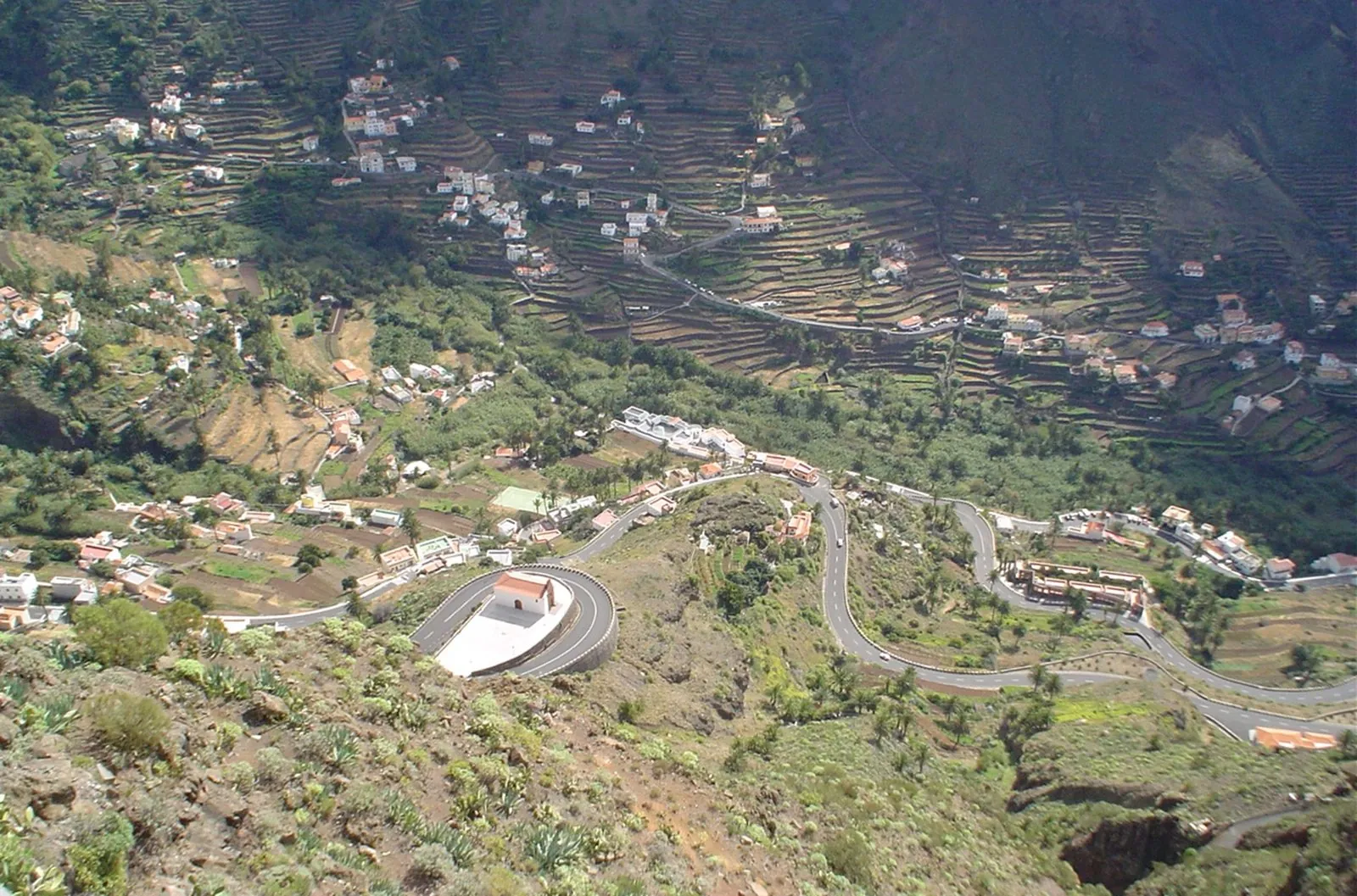 The terraced ravine of Valle Gran Rey descending to the sea on La Gomera