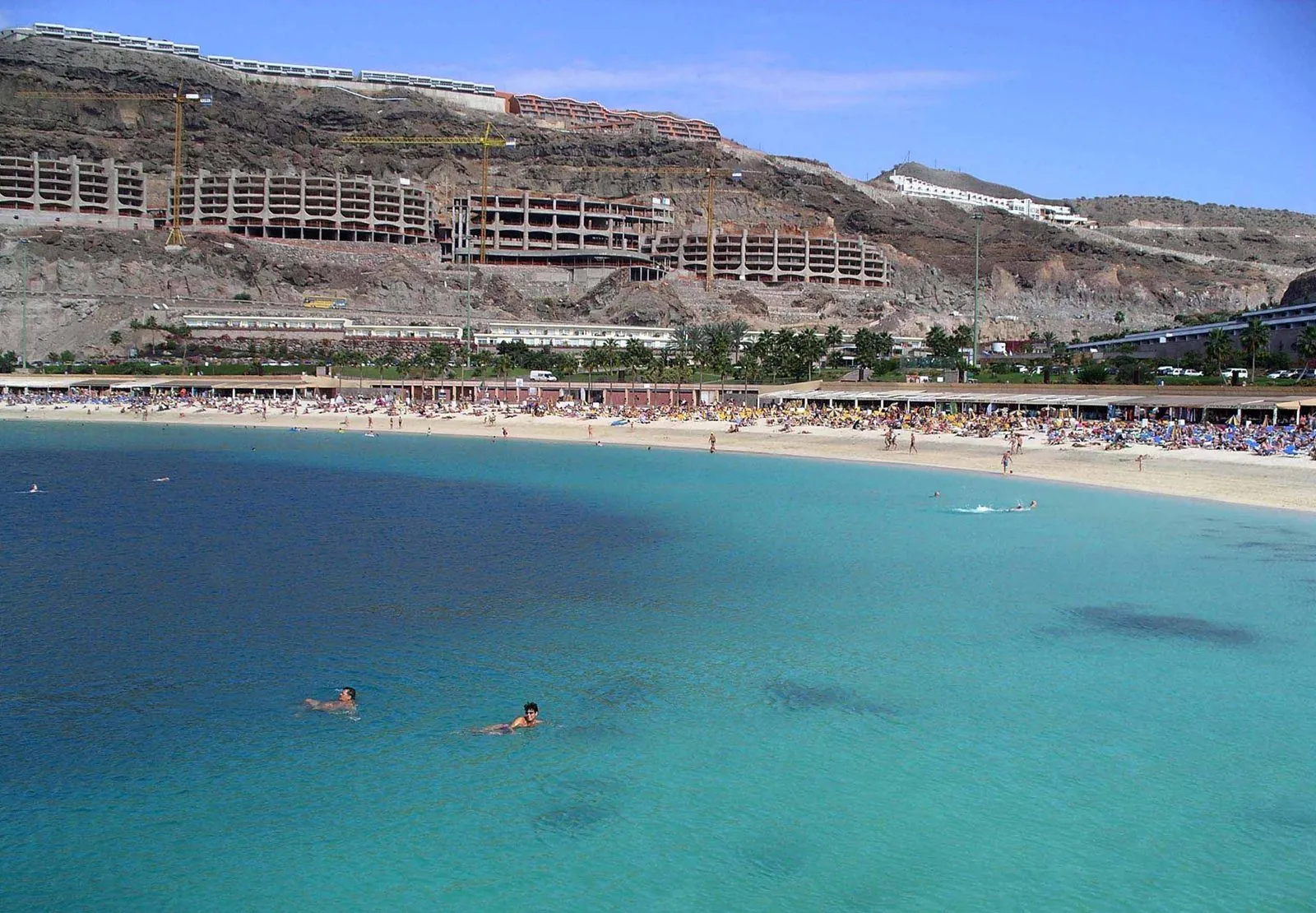 The upscale sheltered cove of Playa de Amadores, southern Gran Canaria