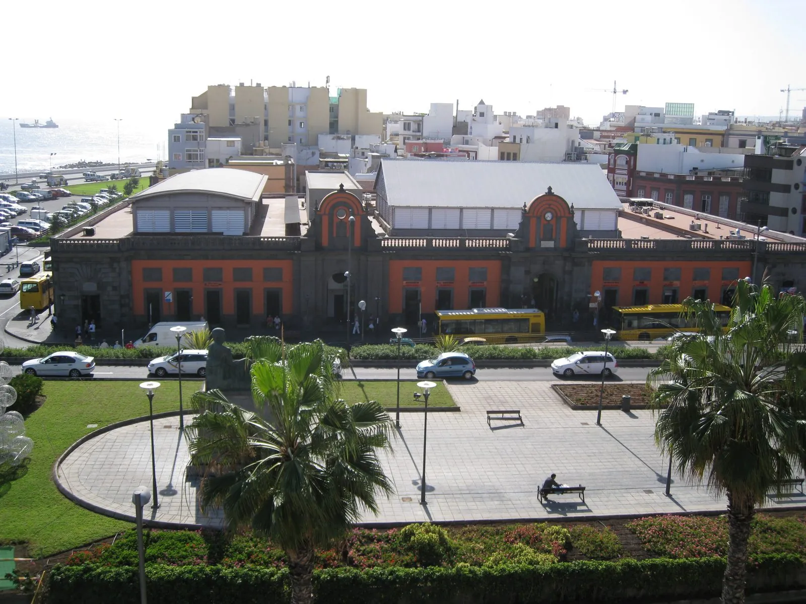 Interior of the Mercado de Vegueta market hall with fruit and vegetable stands, Las Palmas de Gran Canaria
