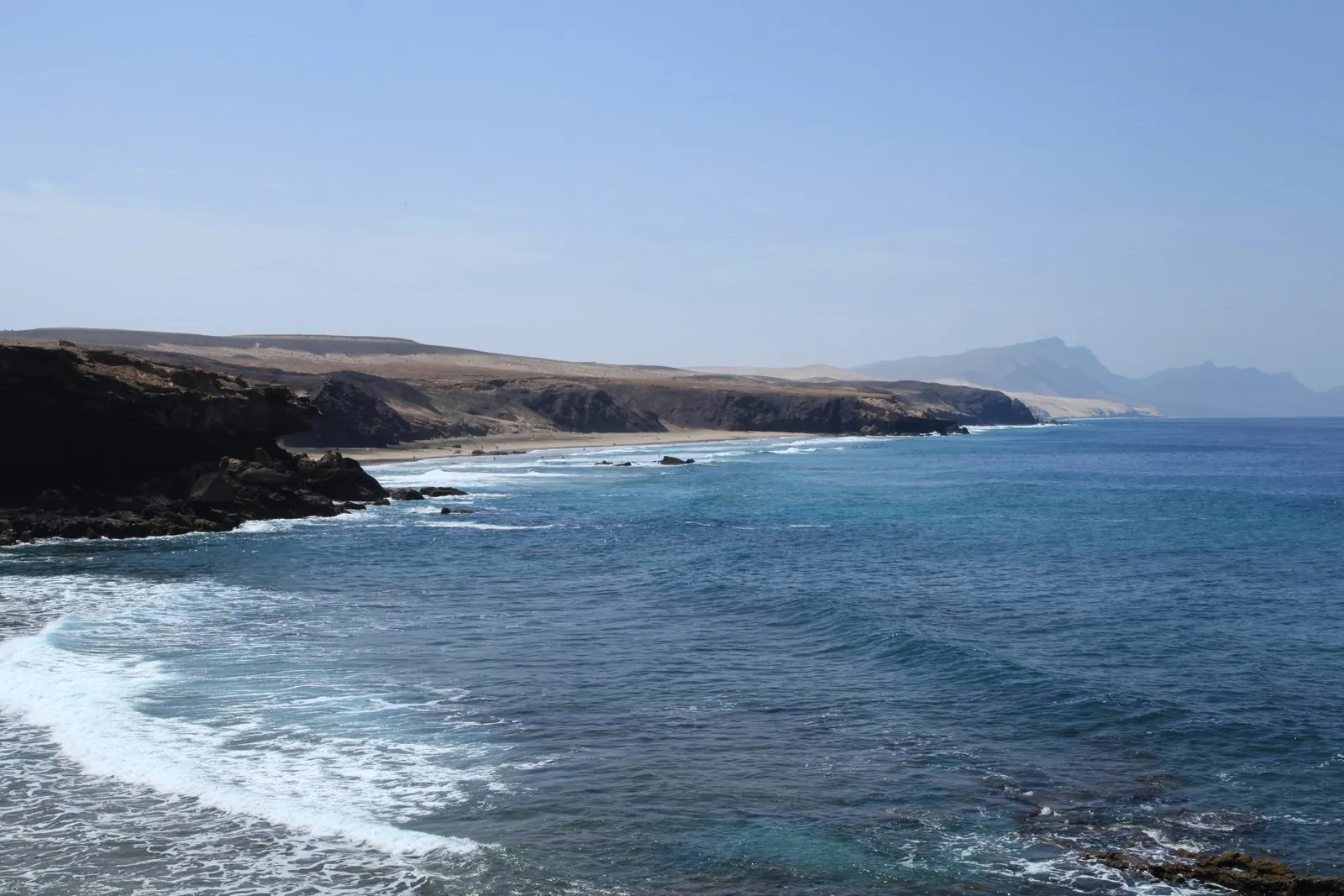 Atlantic surf breaking at Playa del Viejo Rey, La Pared, on Fuerteventura's west coast