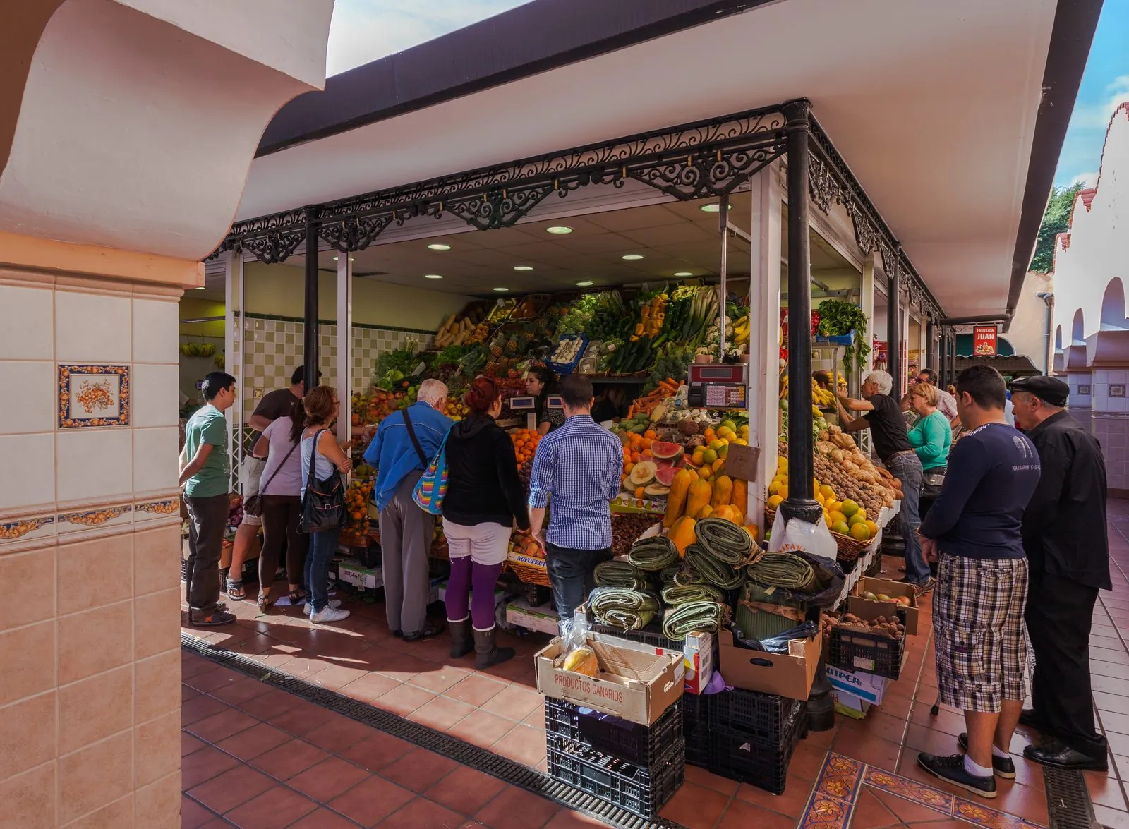 Market traders and shoppers at the Mercado de Nuestra Señora de África, Tenerife