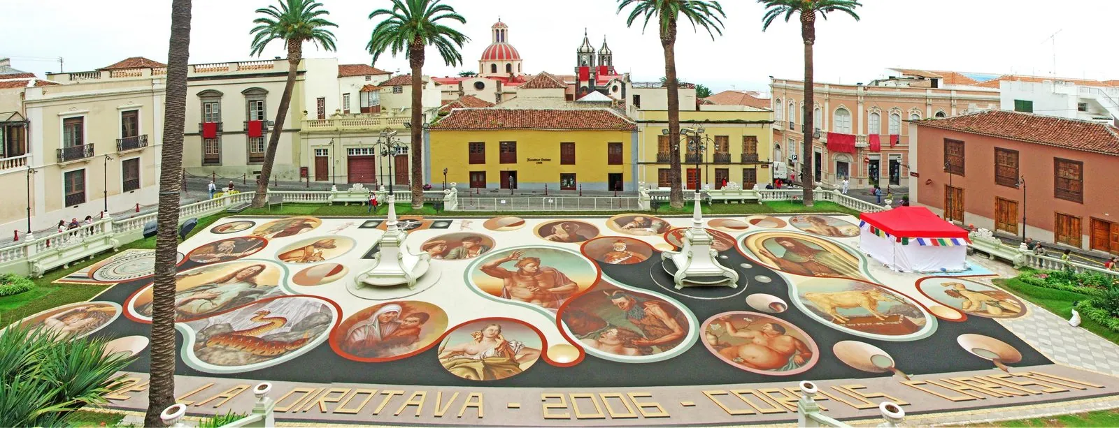 Coloured volcanic-sand tapestry laid for Corpus Christi in La Orotava
