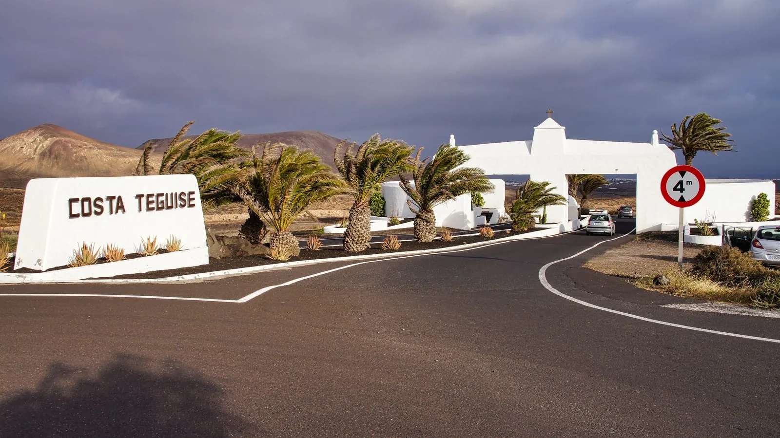 The coastline and low-rise resort of Costa Teguise on the east coast of Lanzarote