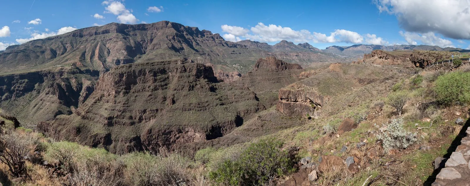 Panorama of the vast Barranco de Tirajana caldera around Santa Lucia