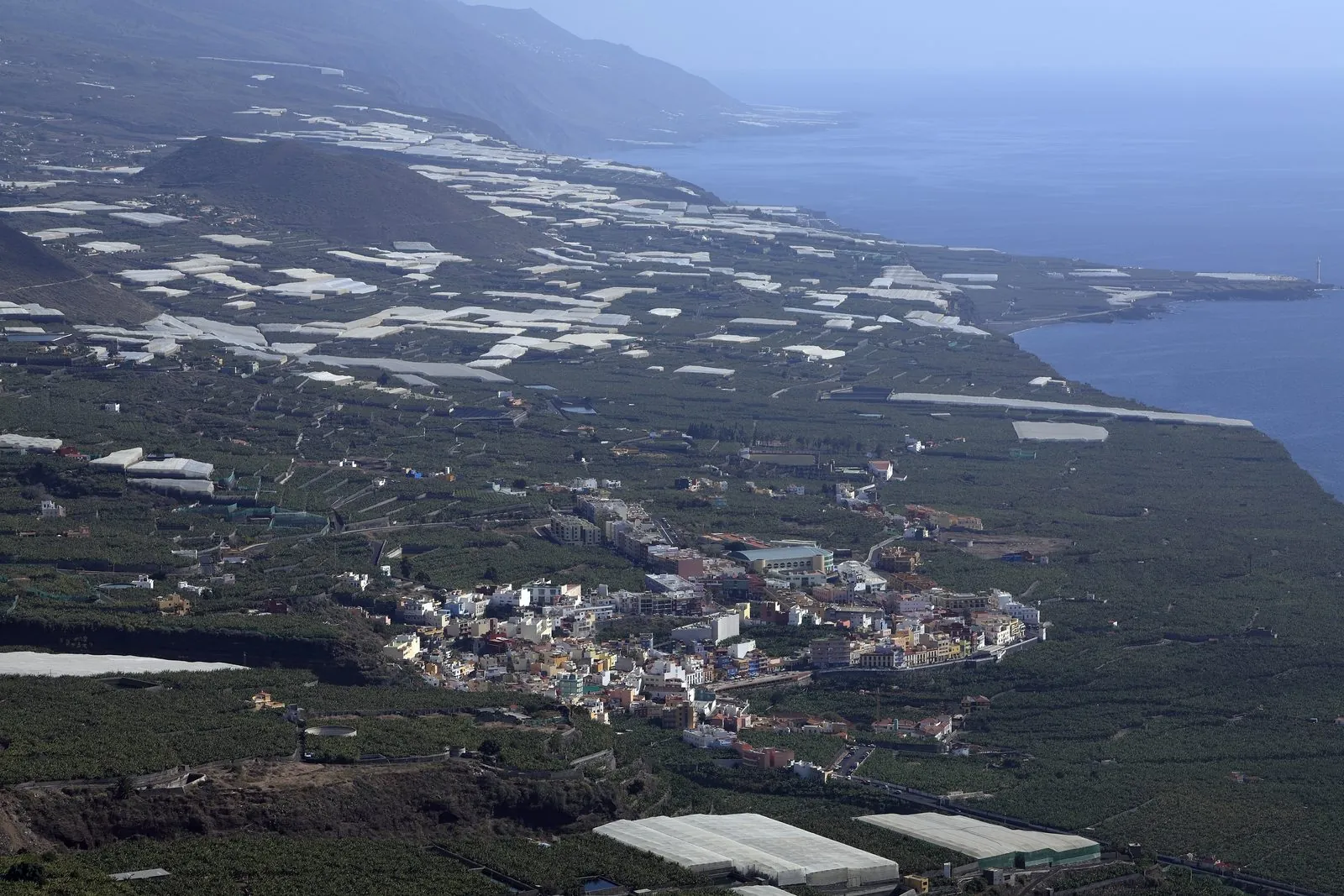 Tazacorte and the banana-farmed Aridane valley seen from the Mirador del Time, La Palma