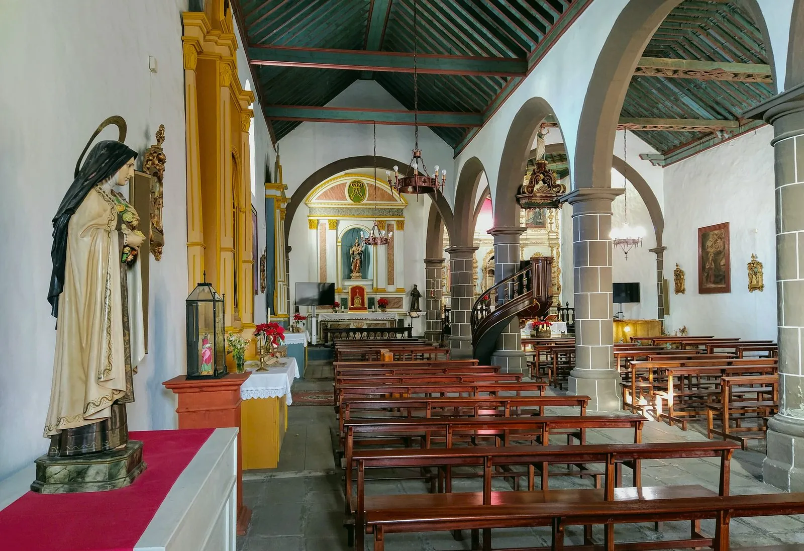 White church of San Roque in the village of Tinajo, Lanzarote