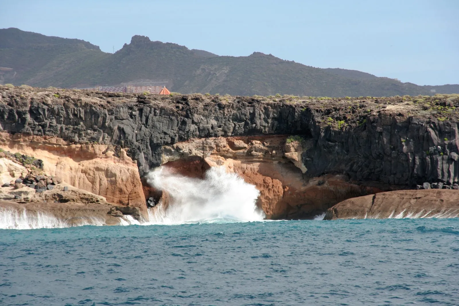 The Tenerife coast at Costa Adeje seen from a catamaran boat trip
