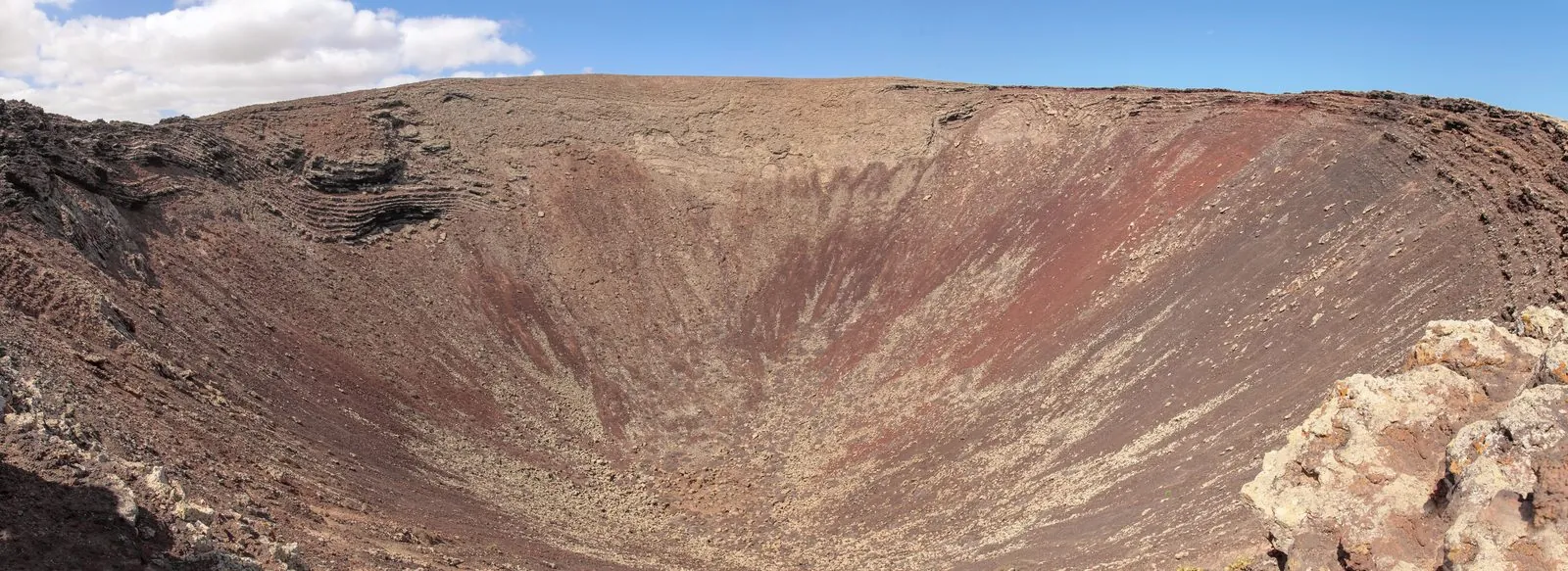 Panoramic view over the Calderón Hondo crater and surrounding volcanic landscape, Fuerteventura