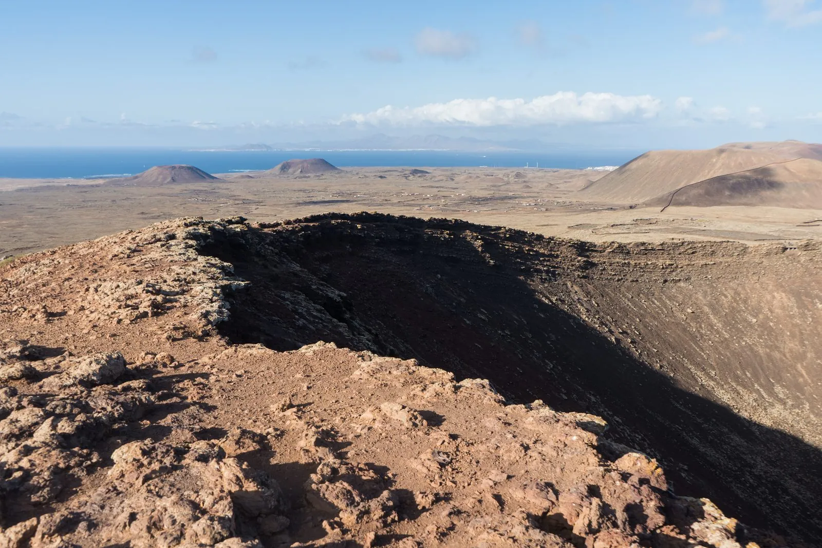 The deep volcanic crater of Calderón Hondo near Lajares, northern Fuerteventura