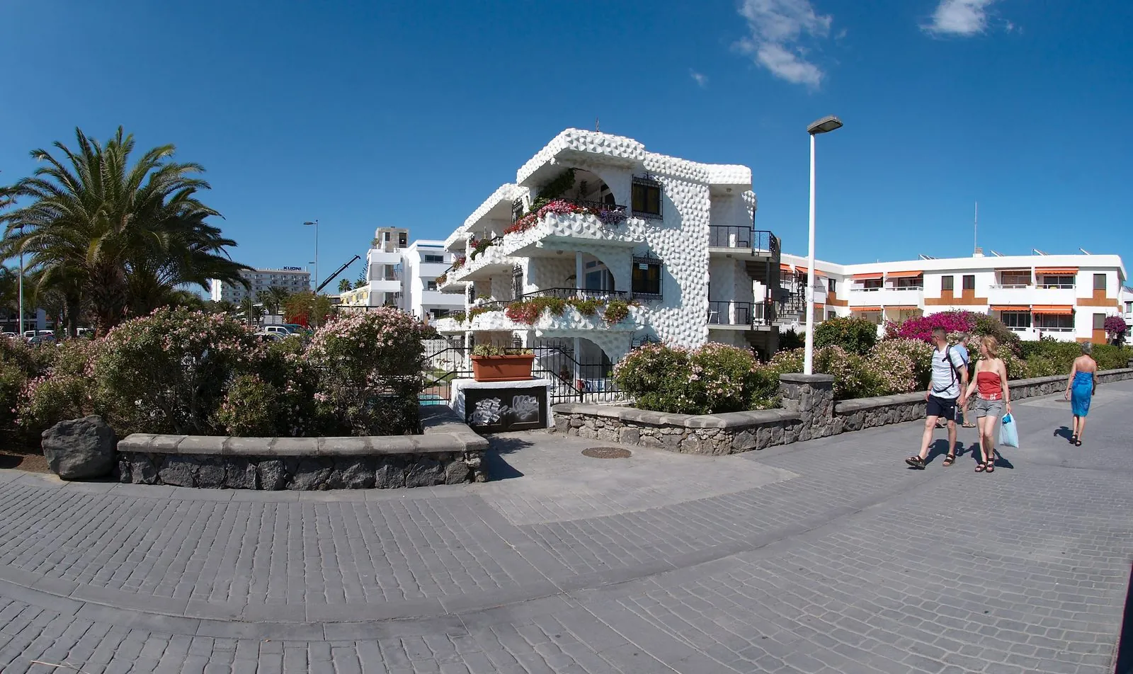 The seafront promenade at Playa del Ingles in the Maspalomas resort area of southern Gran Canaria