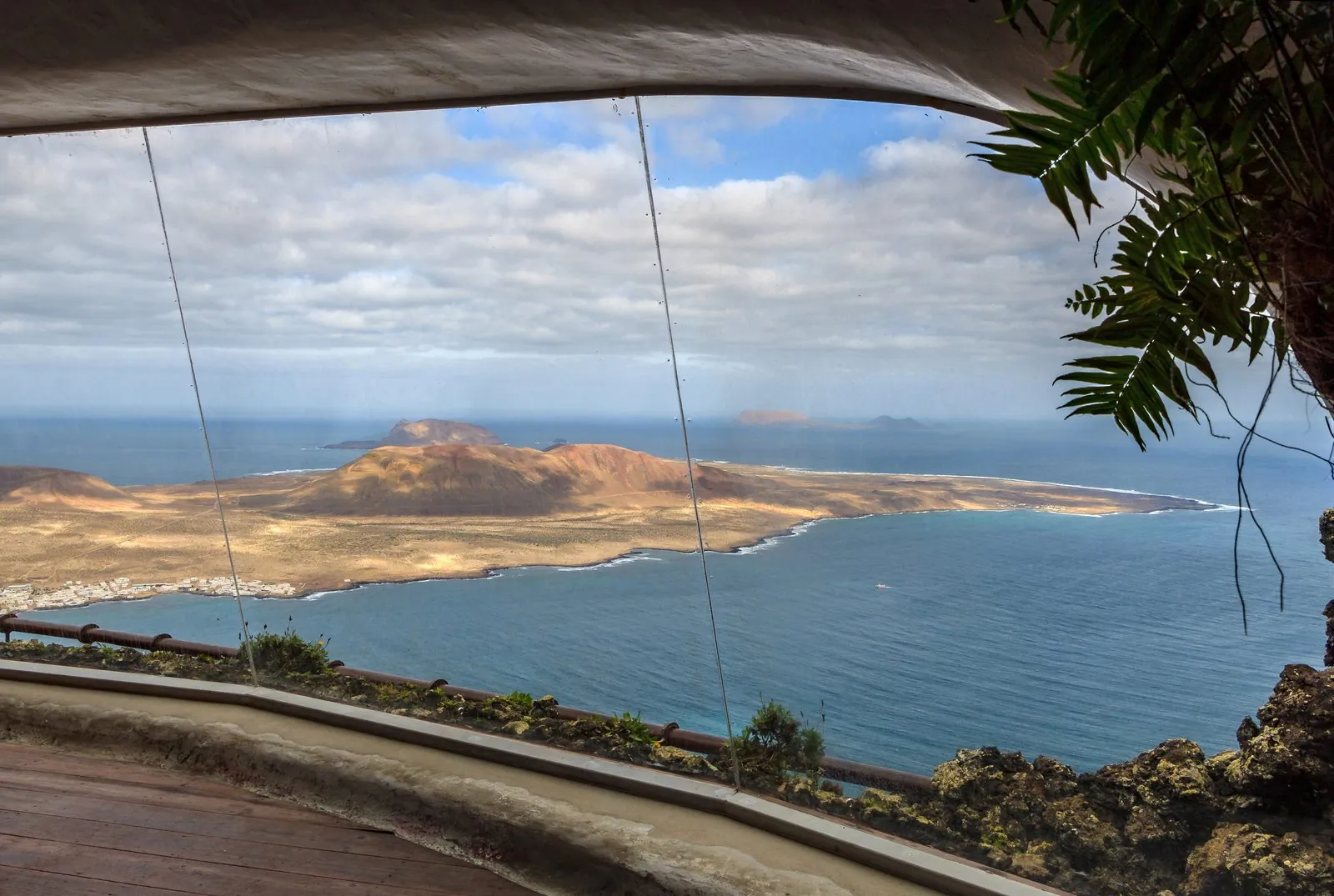 La Graciosa seen through the panoramic window of the Mirador del Rio, Lanzarote