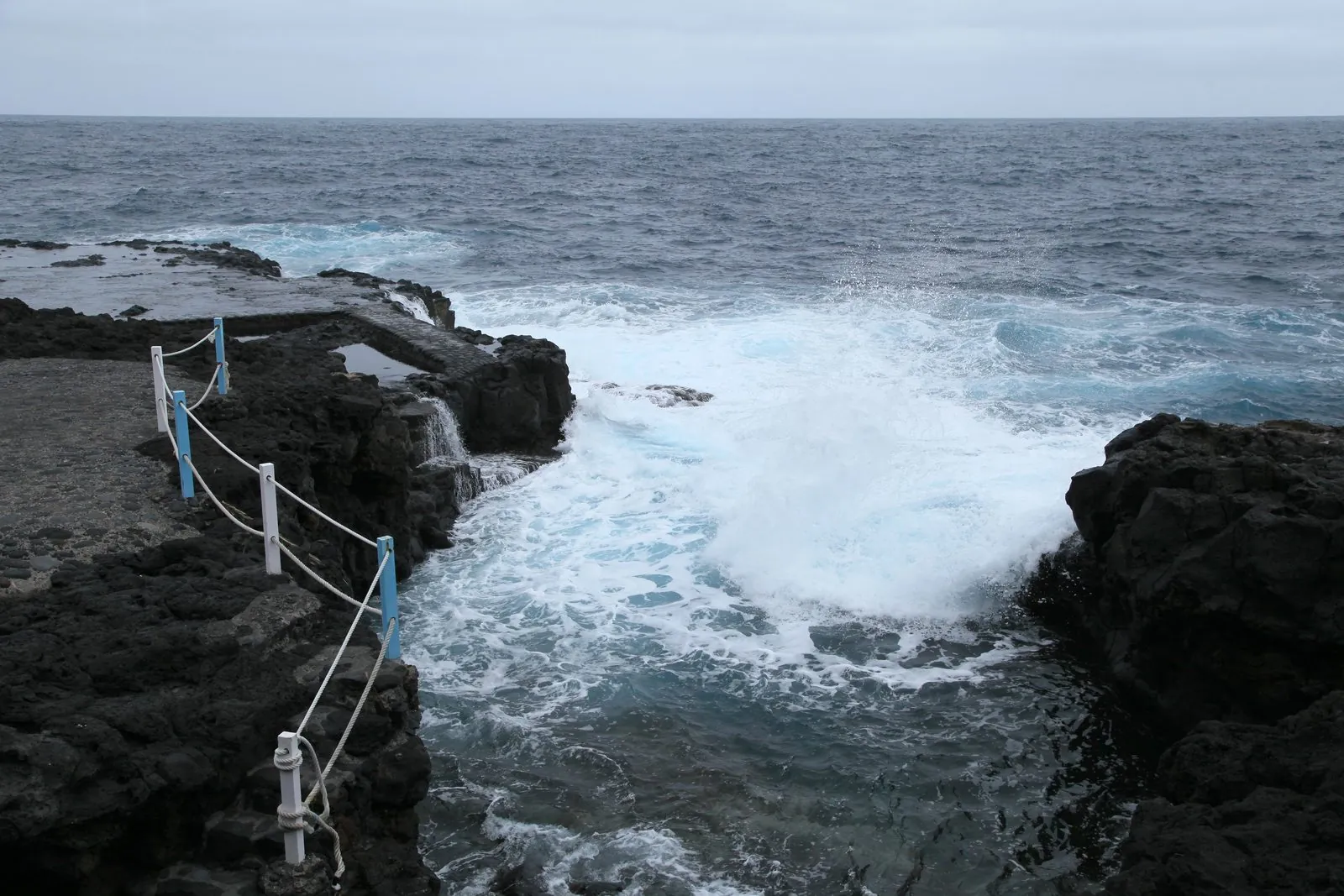 The Charco Azul natural swimming pools on the north-east coast of La Palma