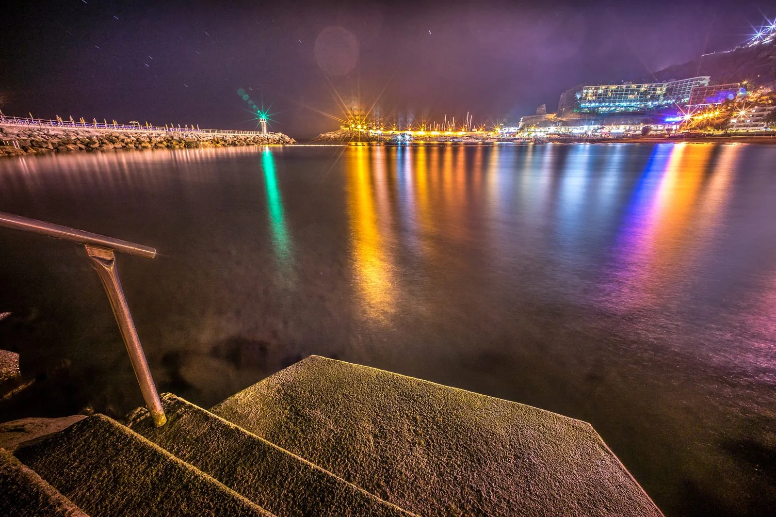 Puerto Rico resort lit up at night, Gran Canaria