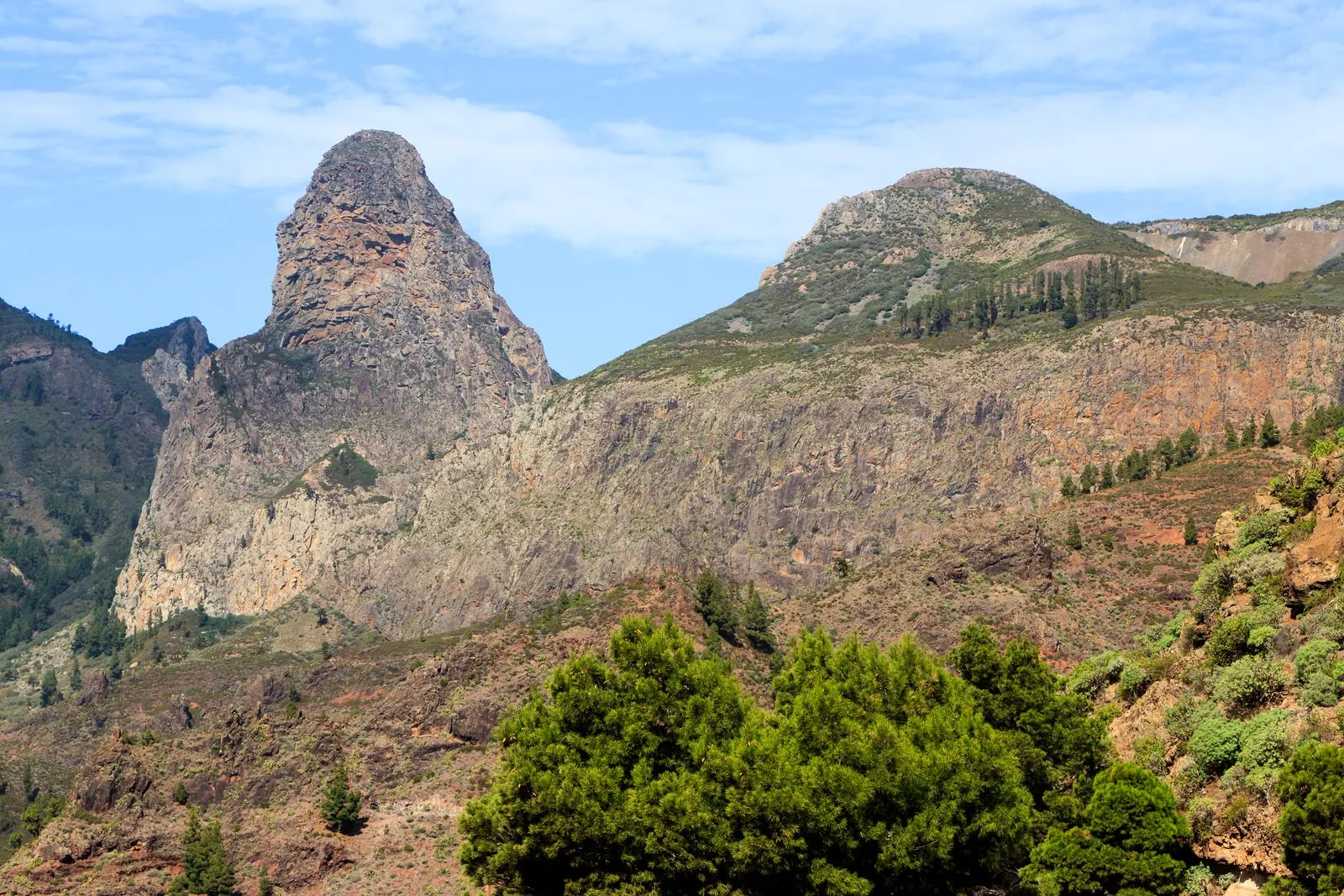 The Roque de Agando rock spire in the Garajonay National Park, La Gomera