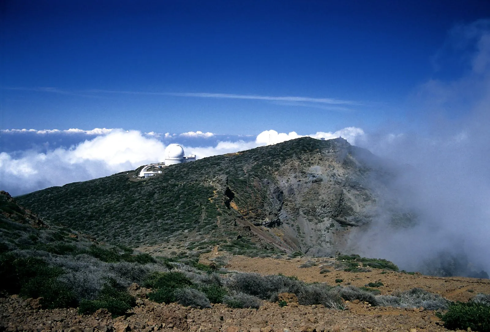 Telescope domes of the Roque de los Muchachos Observatory on La Palma
